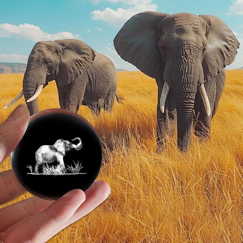 PYJ3DLAMP 3D Elephant Crystal Ball with Stand Lase Engraved Glass Sphere Paperweight Decor Elephant Gift for Women Friends Christmas Birthday - Image 5